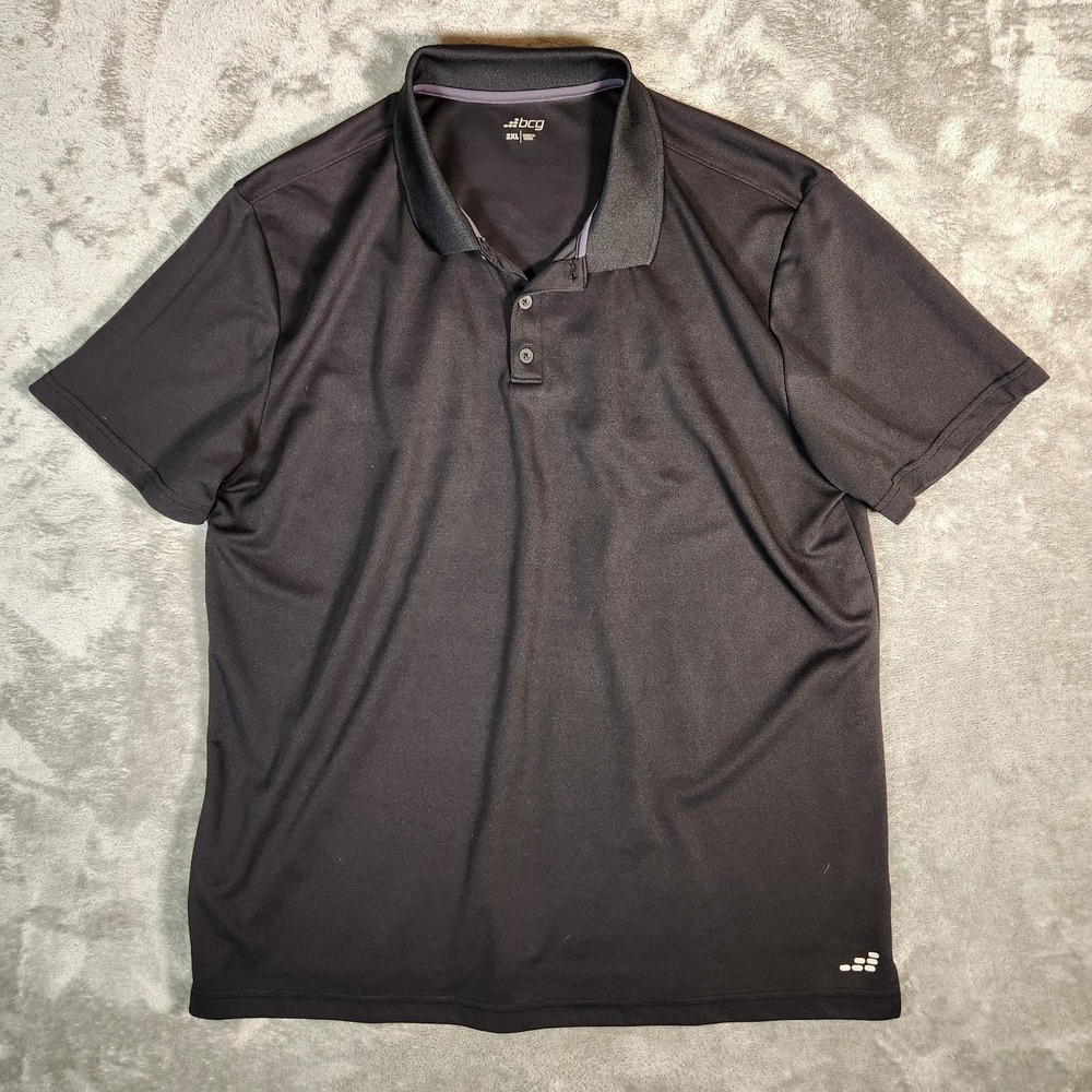 BCG Polo Shirt Men's 2XL Black Performance‎ Short Sleeve Collared